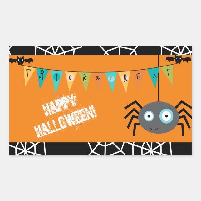 Spider Halloween Kids Rechteckiger Aufkleber (Vorderseite)