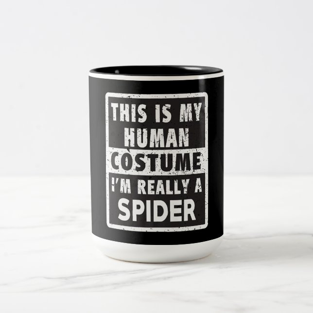 Spider Halloween Kostüm Funny Spider Kostümgeschen Zweifarbige Tasse (Mittel)