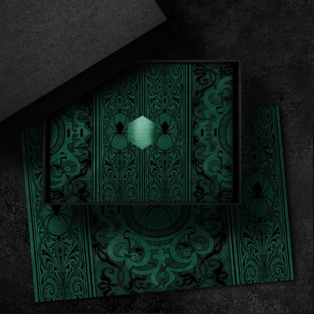 Spider Hexe | Emerald Green Spiderweb Geblüht Seidenpapier (Von Creator hochgeladen)