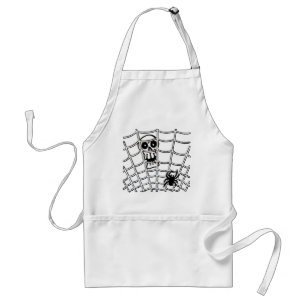 Spider in Web with Skull Halloween Apron Schürze