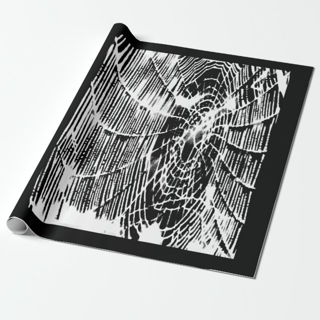 Spider Lovers Tangled Halloween Spider Web White Geschenkpapier (Ungerollt)