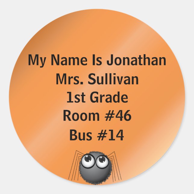 Spider Nametag Runder Aufkleber (Vorderseite)