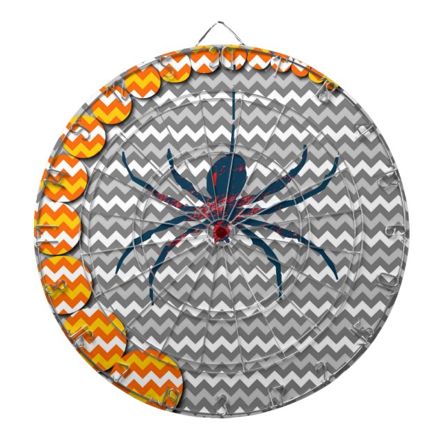 Spider on Gray Zickzack Zigzag Pattern Dartscheibe (vorne)