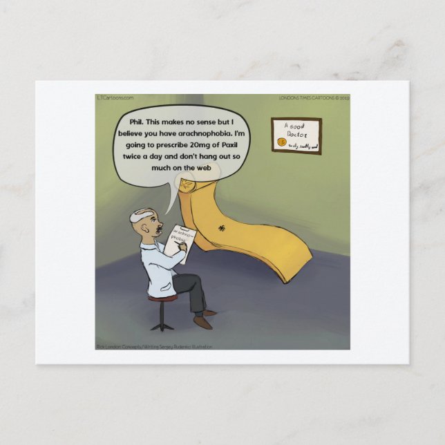 Spider Psychiatric Patient Funny Comic Postkarte (Vorderseite)