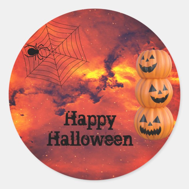 Spider Pumpkins Halloween Classic Round Sticker (Vorderseite)