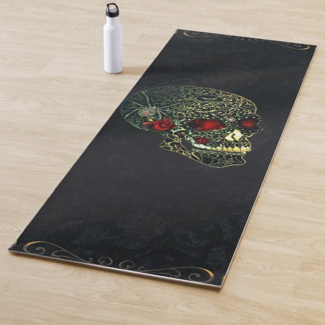 Spider Skull & Rose Glam Gothic Filigree Yogamatte (Beispiel)
