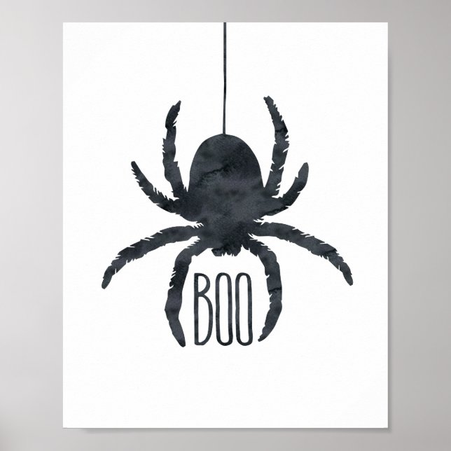 Spider Spooky Halloween Black and White Boo Poster (Vorne)