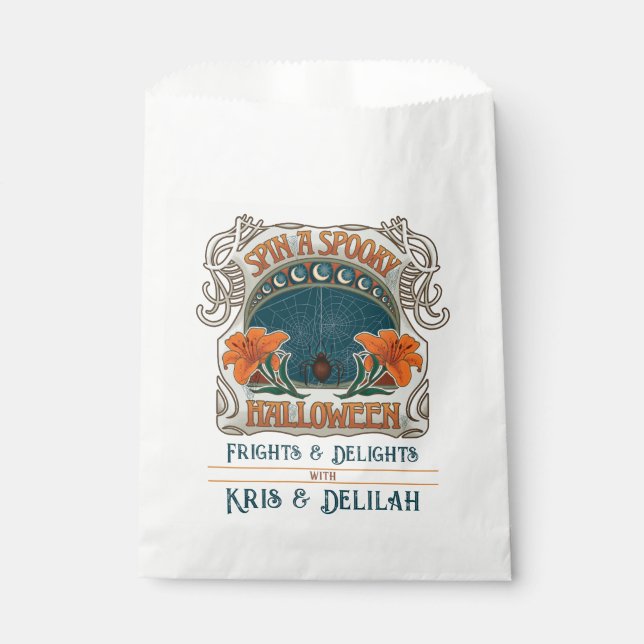 Spider Spooky Vintag Style Halloween Leckereien Geschenktütchen (Vorderseite)