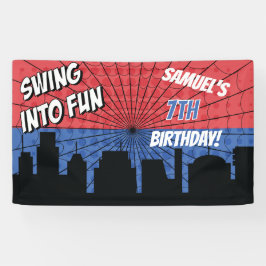 Spider Superhero Red and Blue Web Banner