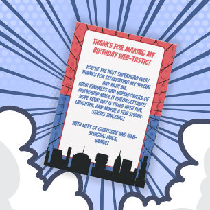 Spider Superhero Rot und Blau Geburtstag Dankeskarte