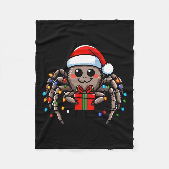 Spider Tragend Weihnachtsmannmütze Weihnachten Wei Fleecedecke (Vorderseite)