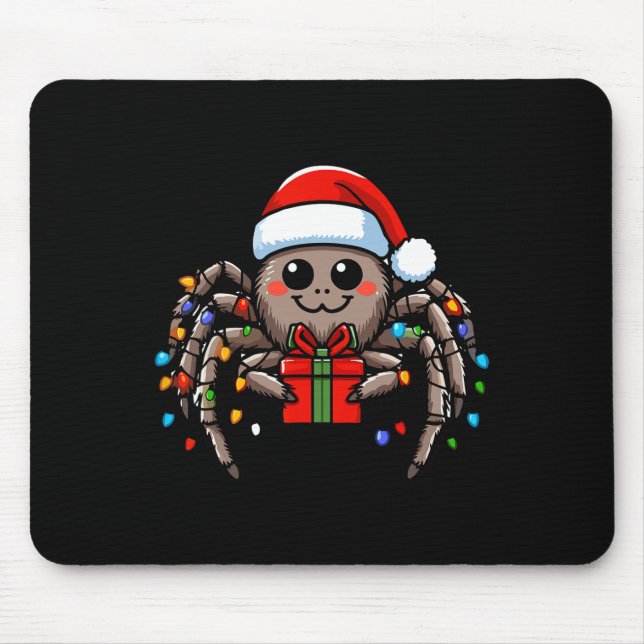 Spider Tragend Weihnachtsmannmütze Weihnachten Wei Mousepad (Vorne)