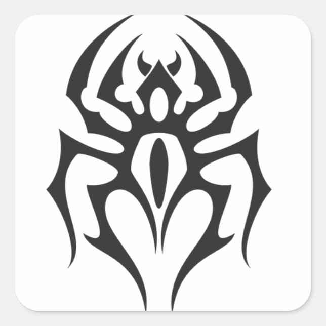 Spider Tribal Tattoo Quadratischer Aufkleber (Vorderseite)