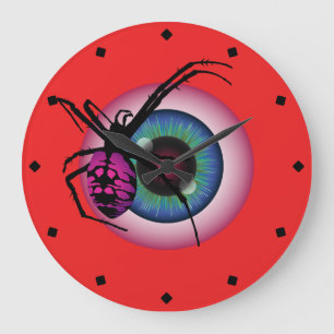 Spider und Bloodshot Eyeball Große Wanduhr