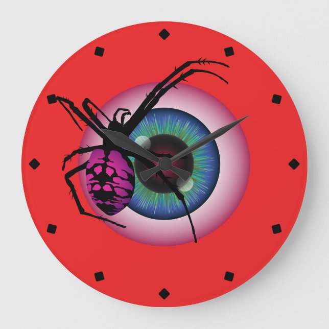 Spider und Bloodshot Eyeball Große Wanduhr (Vorderseite)