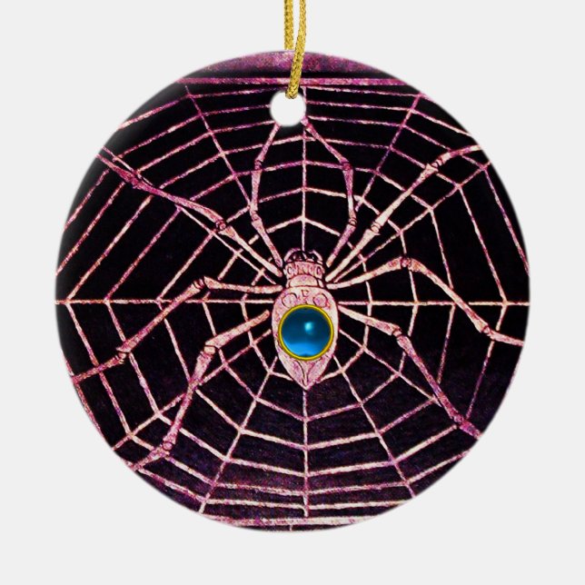 SPIDER UND WEB Blue Sapphire Black Keramik Ornament (Vorne)