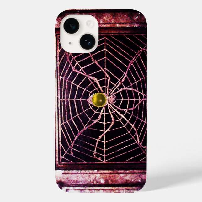 SPIDER UND WEB-Gelbes Topaz Schwarz Case-Mate iPhone Hülle (Rückseite)