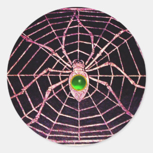 SPIDER UND WEB Green Emerald Black Runder Aufkleber