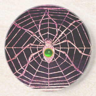 SPIDER UND WEB Green Emerald Black Sandstein Untersetzer