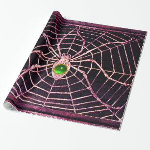 SPIDER UND WEB Green Emerald Gemstone Black Geschenkpapier