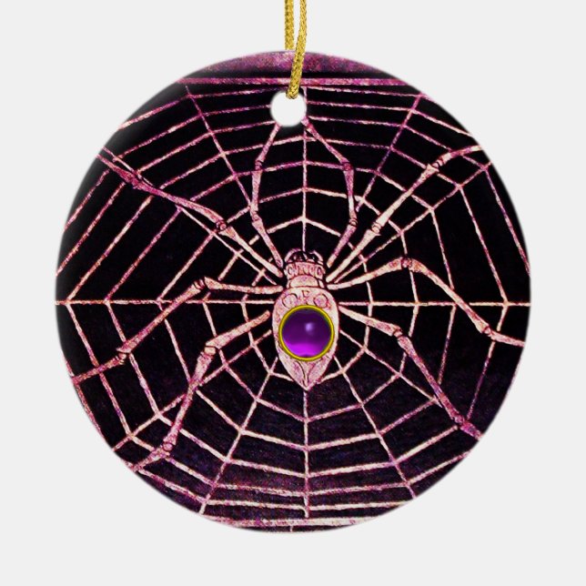 SPIDER UND WEB Lila Amethyst Black Keramik Ornament (Vorne)