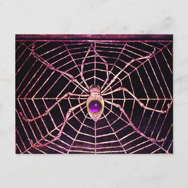 SPIDER UND WEB Lila Amethyst Black Postkarte (Vorderseite)