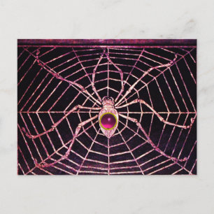 SPIDER UND WEB Pink Fuchsia Amethyst Black Postkarte