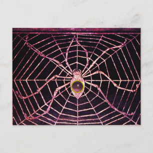 SPIDER UND WEB Pink Lila Amethyst Black Postkarte