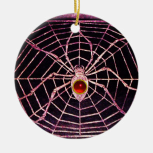 SPIDER UND WEB Red Ruby Black Keramikornament