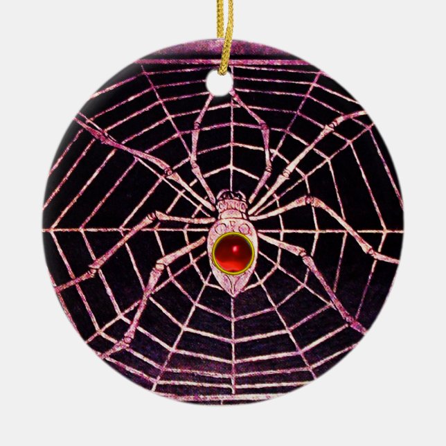 SPIDER UND WEB Red Ruby Black Keramikornament (Vorne)