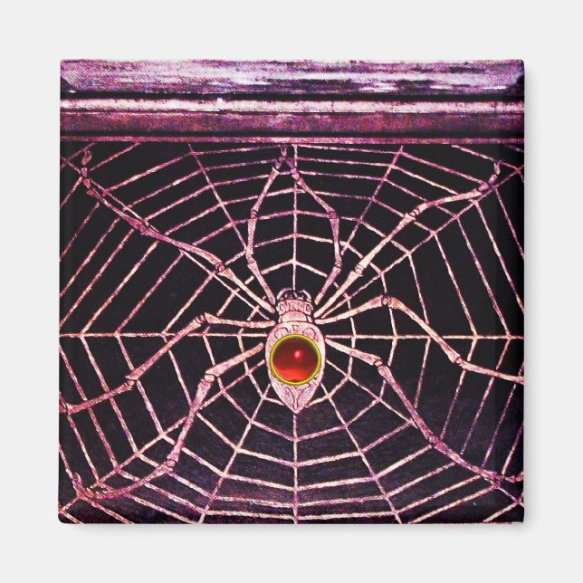 SPIDER UND WEB Red Ruby Black Magnet (Vorne)