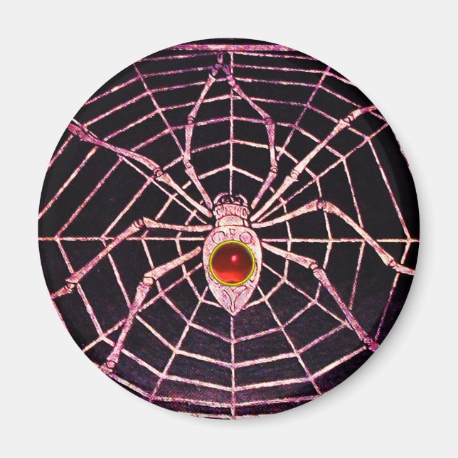 SPIDER UND WEB Red Ruby Black Magnet (Vorne)