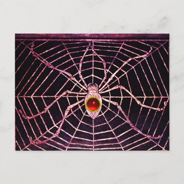 SPIDER UND WEB Red Ruby Black Postkarte (Vorderseite)
