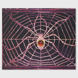 SPIDER UND WEB Red Ruby Gemstone Black Geschenkpapier