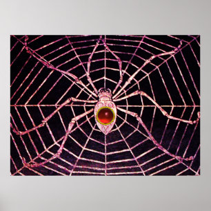 SPIDER UND WEB Red Ruby Gemstone Black Poster