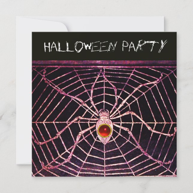 SPIDER- UND WEITROTES RUBY-SCHWARZ-HALLOWEEN-PARTY EINLADUNG (Vorderseite)