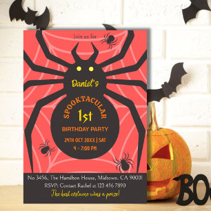 Spider Web 1. Geburtstag spukhaftes Halloween-Part Einladung
