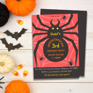 Spider Web 3. Geburtstag spukhaftes Halloween-Part Einladung