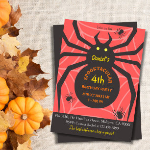 Spider Web 4th Birthday Spooky Halloween-Party Einladung