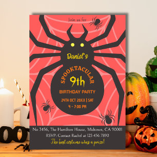 Spider Web 9. Geburtstag spukhaftes Halloween-Part Einladung