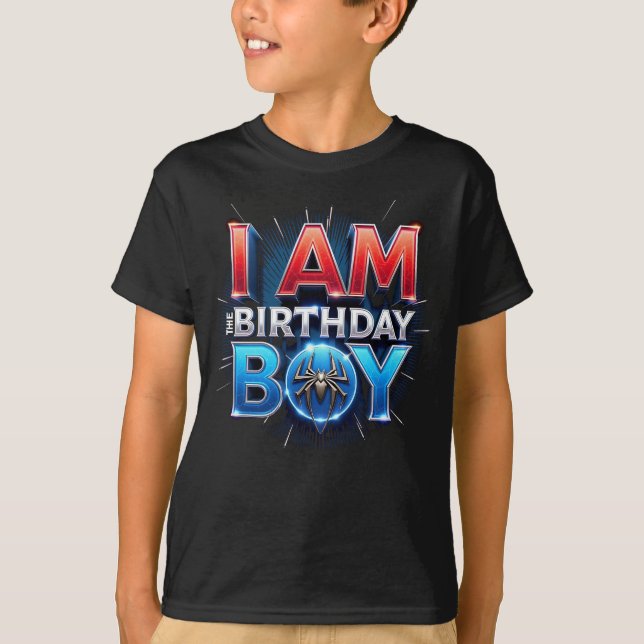 Spider Web Birthday Boy Shirt - Superhero Party (Vorderseite)