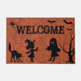 Spider Web Black Cat Halloween Doormat Fußmatte