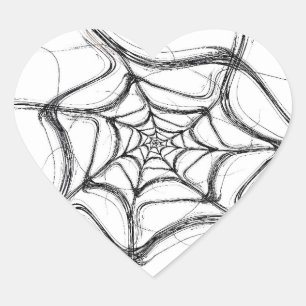 Spider Web Fraktal Background Heart Sticker