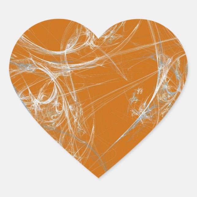 Spider Web Fraktal Background Heart Sticker (Vorderseite)