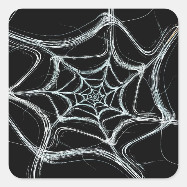 Spider Web Fraktal Background Square Aufkleber (Vorderseite)