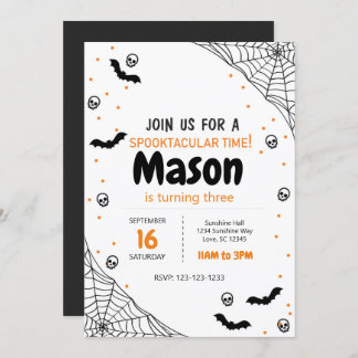 Spider Web Halloween Birthday Invite Einladung