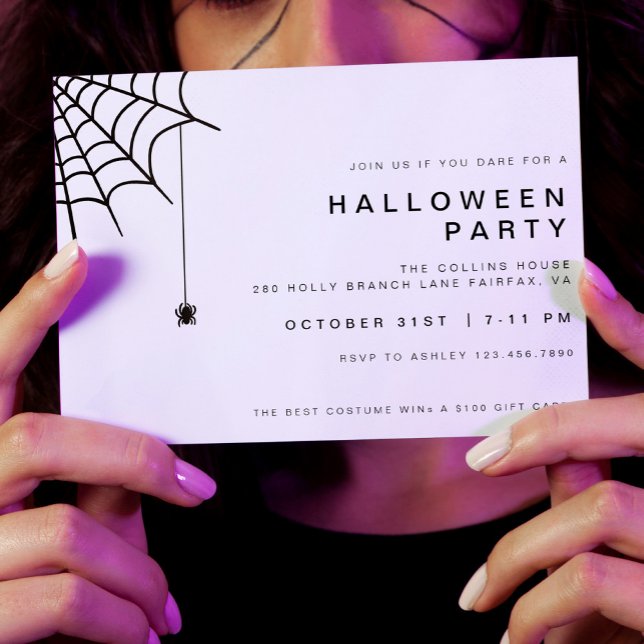 Spider Web Halloween-Party Einfaches  Minimalistis Einladung (Von Creator hochgeladen)