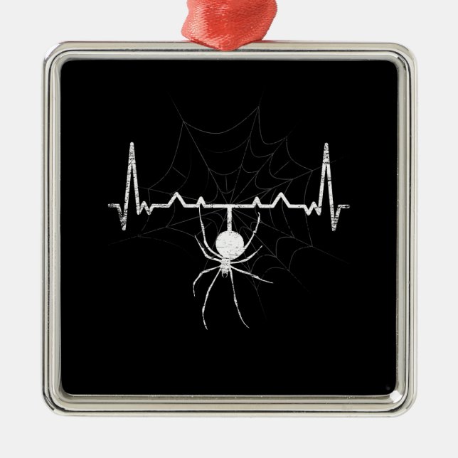 Spider Web Heartbeat Cobweb Spider Gift Ornament Aus Metall (Vorne)