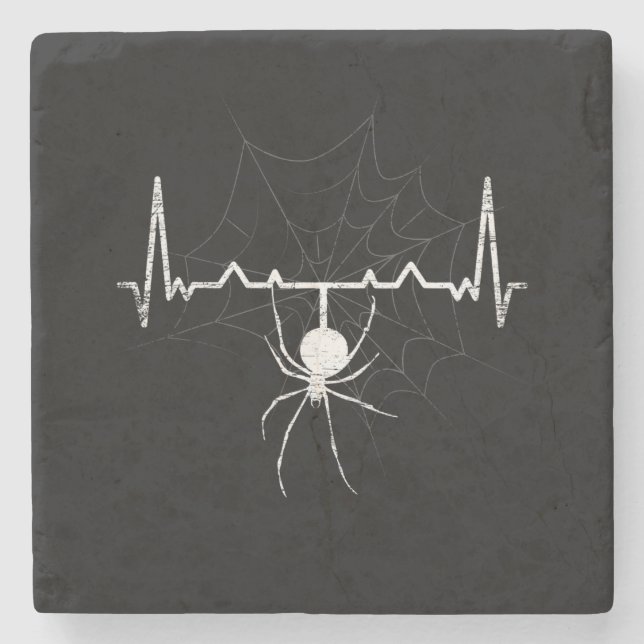 Spider Web Heartbeat Cobweb Spider Gift Steinuntersetzer (Vorderseite)