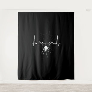 Spider Web Heartbeat Cobweb Spider Gift Wandteppich